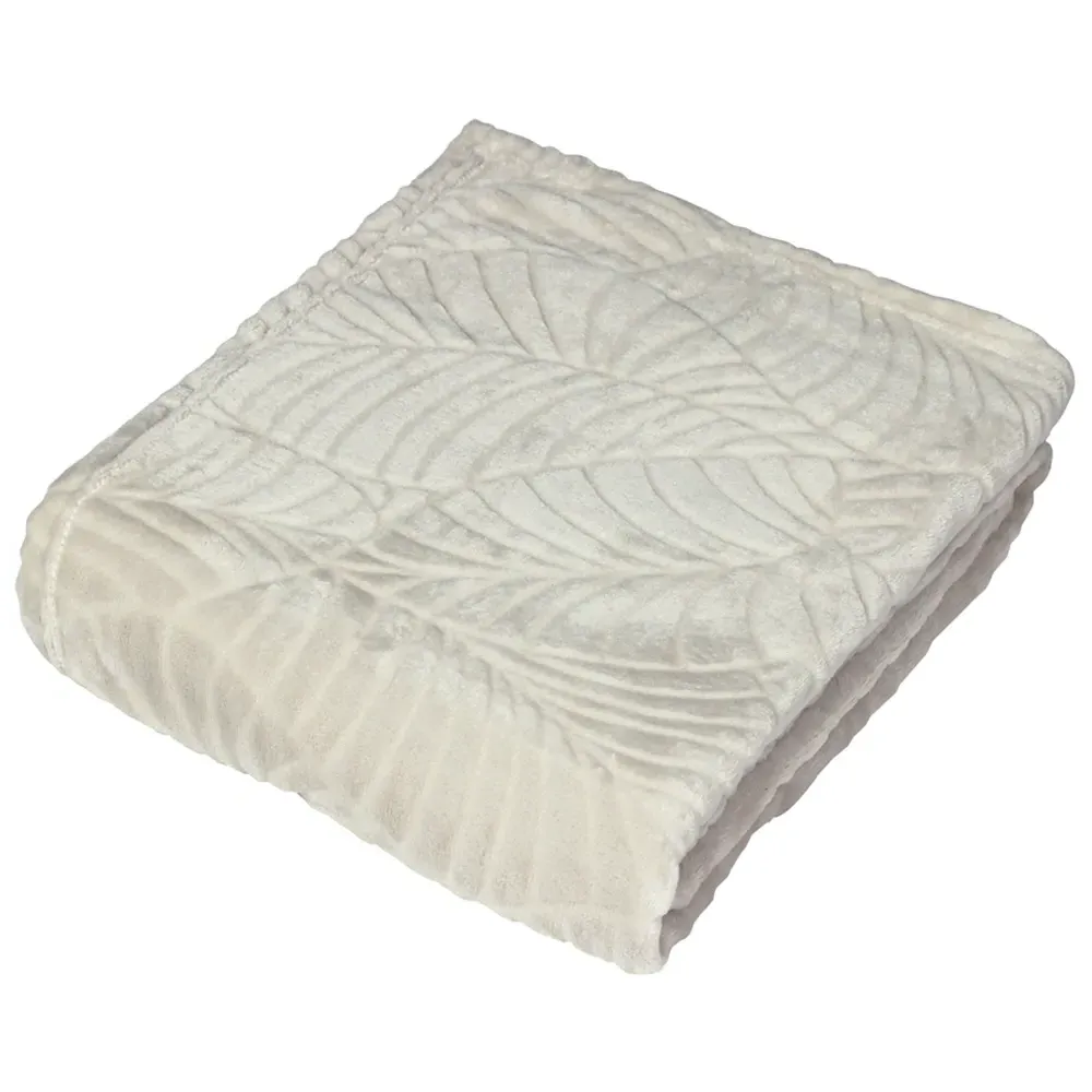 Folio Botanical Fleece Throw - Ecru