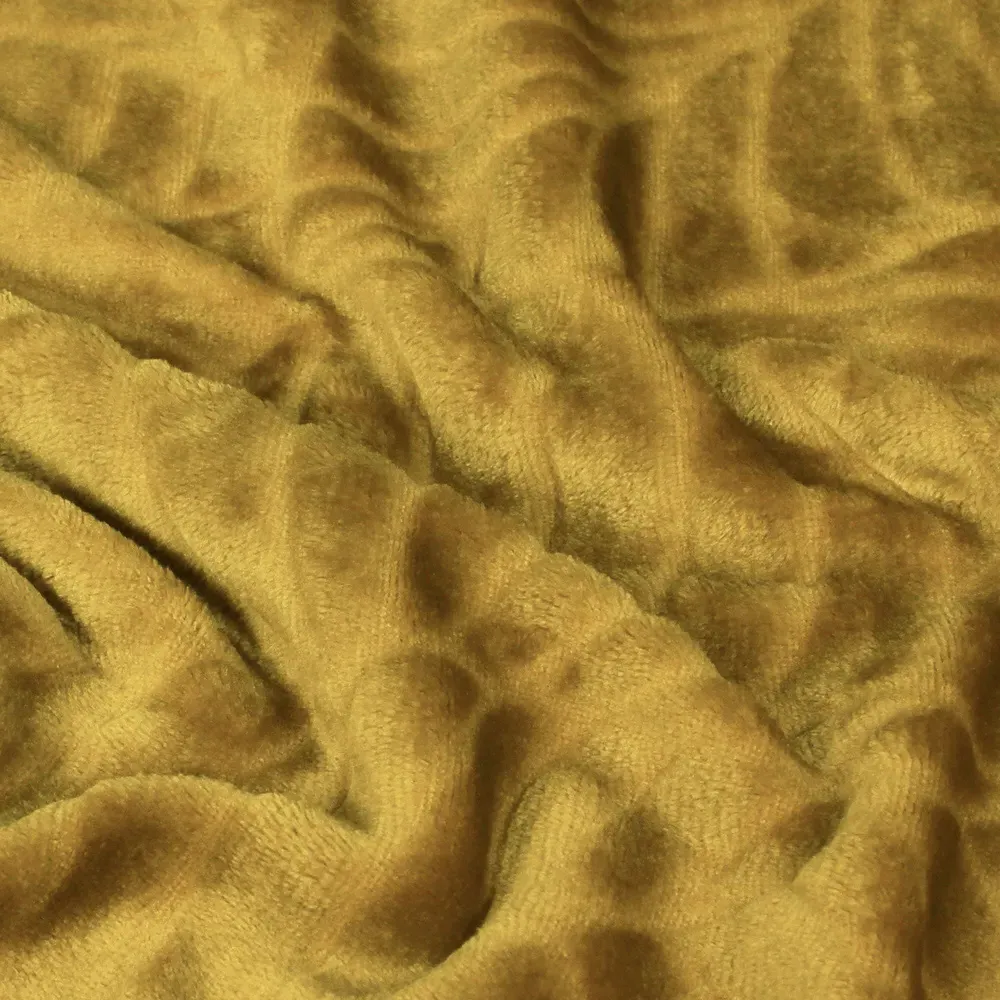 Folio Botanical Fleece Throw - Mustard Yellow