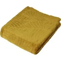 Folio Botanical Fleece Throw - Mustard Yellow