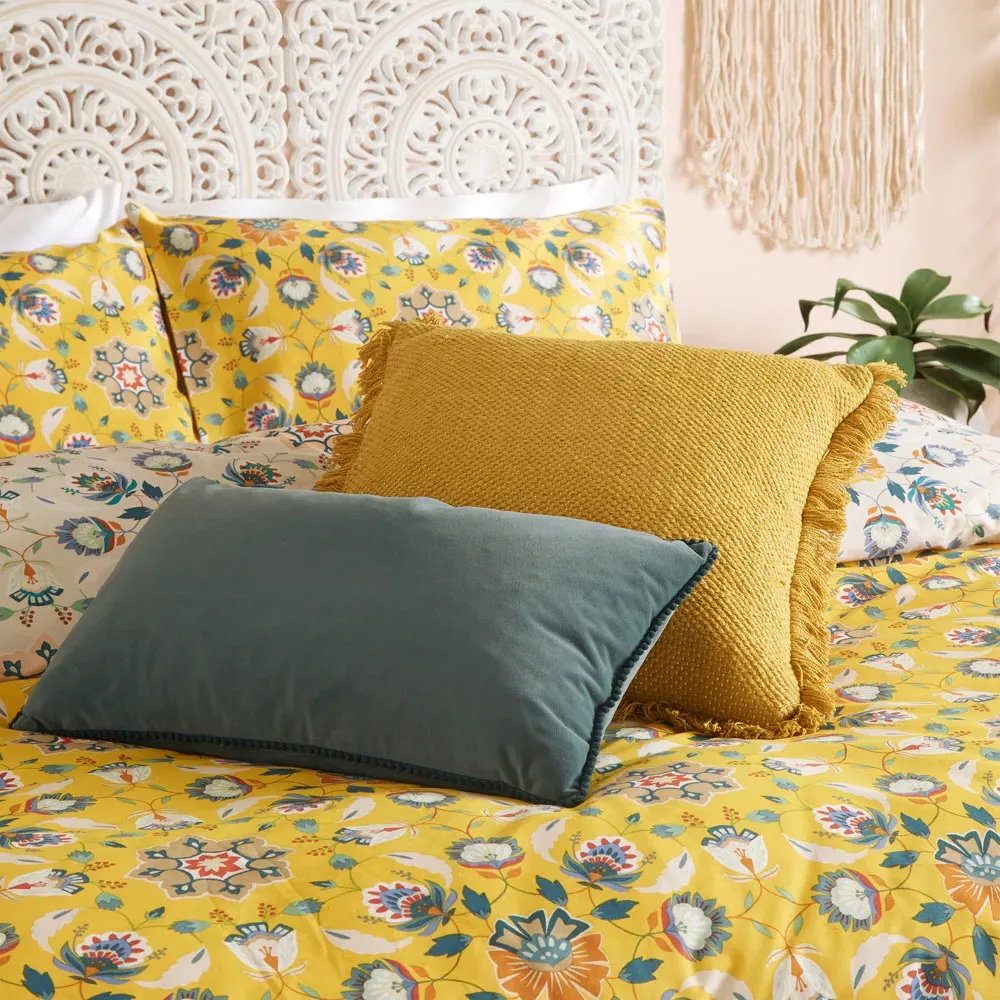 Folk Flora Double Duvet Set - Orange
