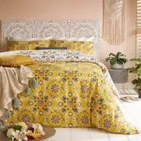 Folk Flora Double Duvet Set - Orange