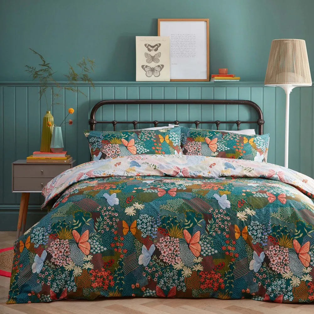 Forage Floral Double Duvet Set - Teal, Polycotton
