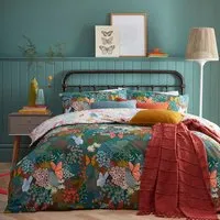 Forage King Size Duvet Set - Teal, Polycotton