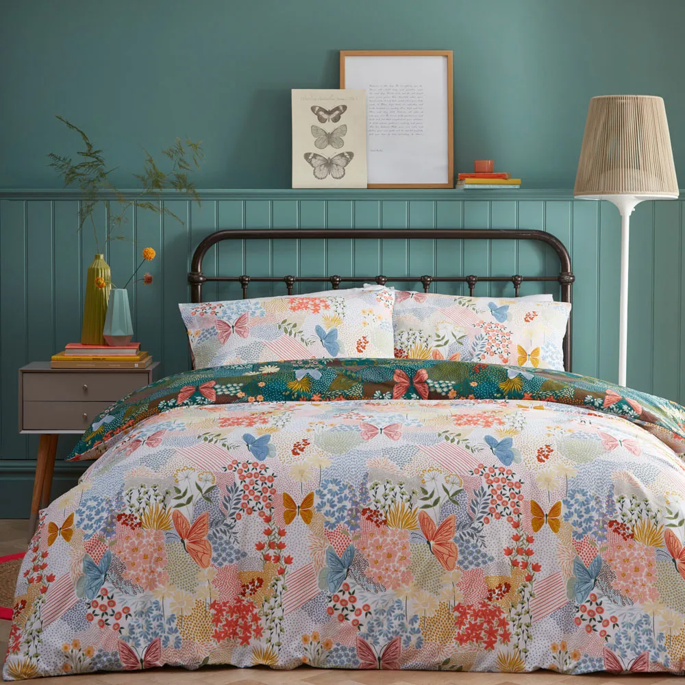 Forage Super King Duvet Set - Teal, Polycotton