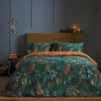 Forest Fauna Double Duvet Set - Green, Polycotton
