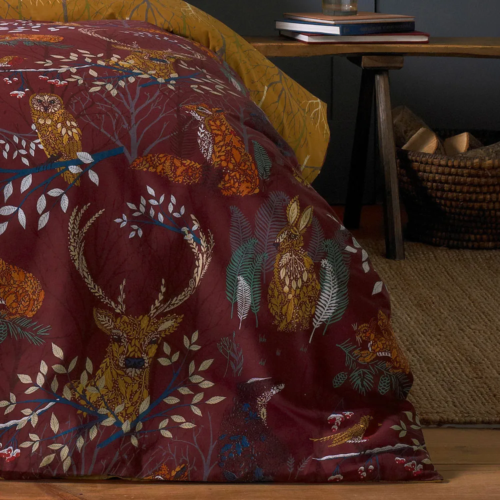 Forest Fauna Double Duvet Set - Rust, Polycotton