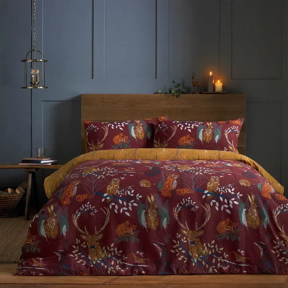 Forest Fauna King Size Duvet Set - Brown