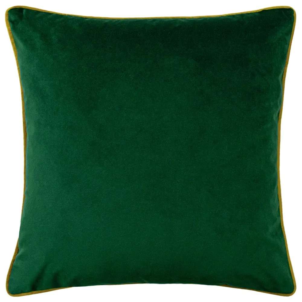 Forest Fauna Stag Velvet Piped Cushion - Emerald, Gold