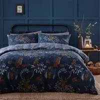 Forest Fauna Super King Duvet Set - Navy, Polycotton