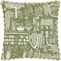 Frida Jacquard Cushion with Scalloped Trim - Multi