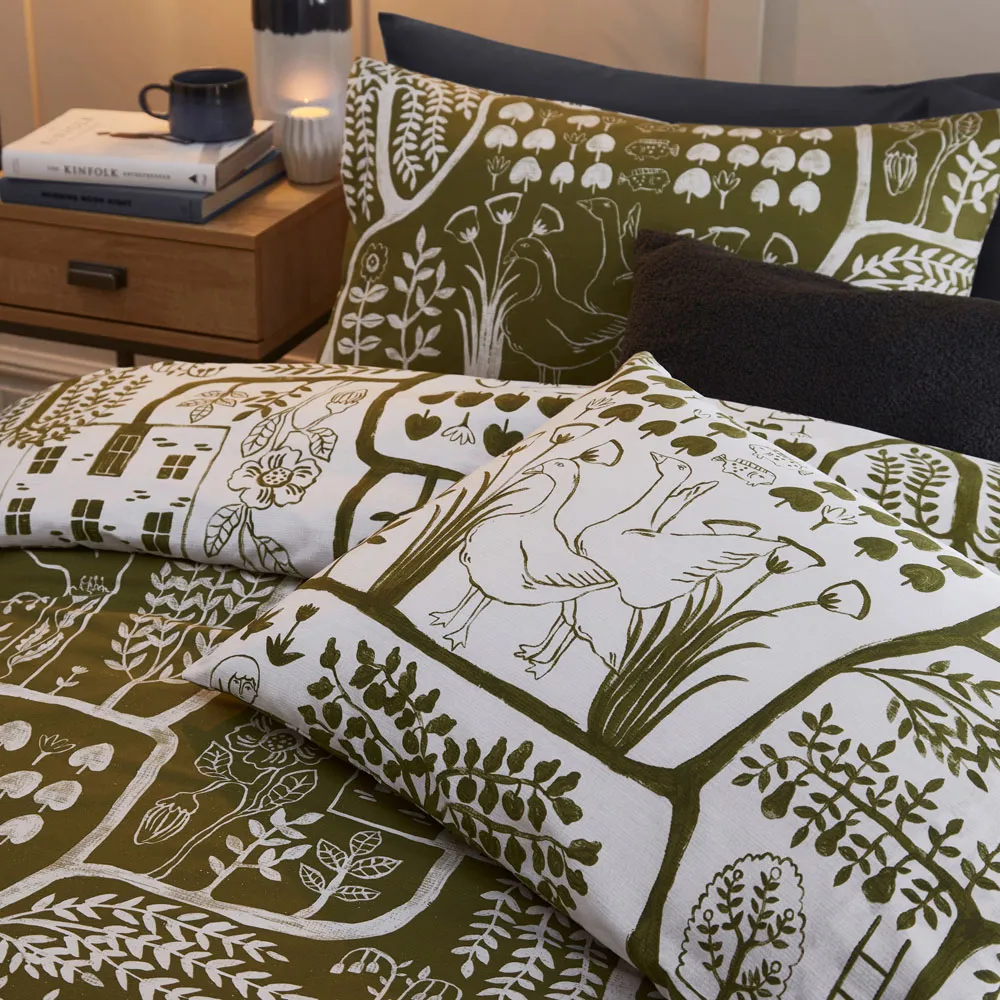 Frida King Size Duvet Set - Green, Polycotton