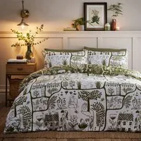 Frida King Size Duvet Set - Green, Polycotton