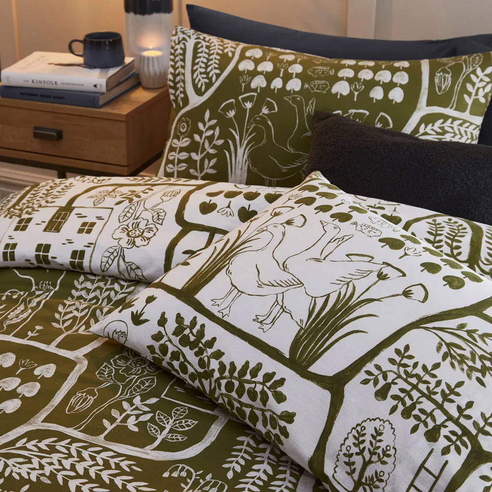 Frida Single Duvet Set - Green, Polycotton