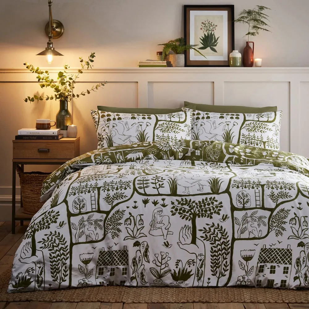 Frida Single Duvet Set - Green, Polycotton image