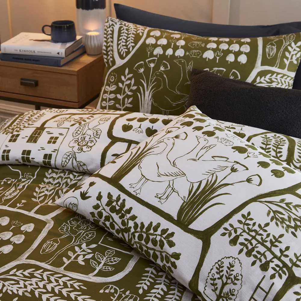 Frida Super King Duvet Set - Green, Polycotton
