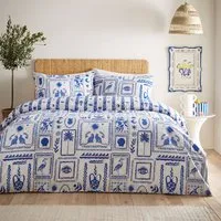 Frieze Double Duvet Cover Set - Blue