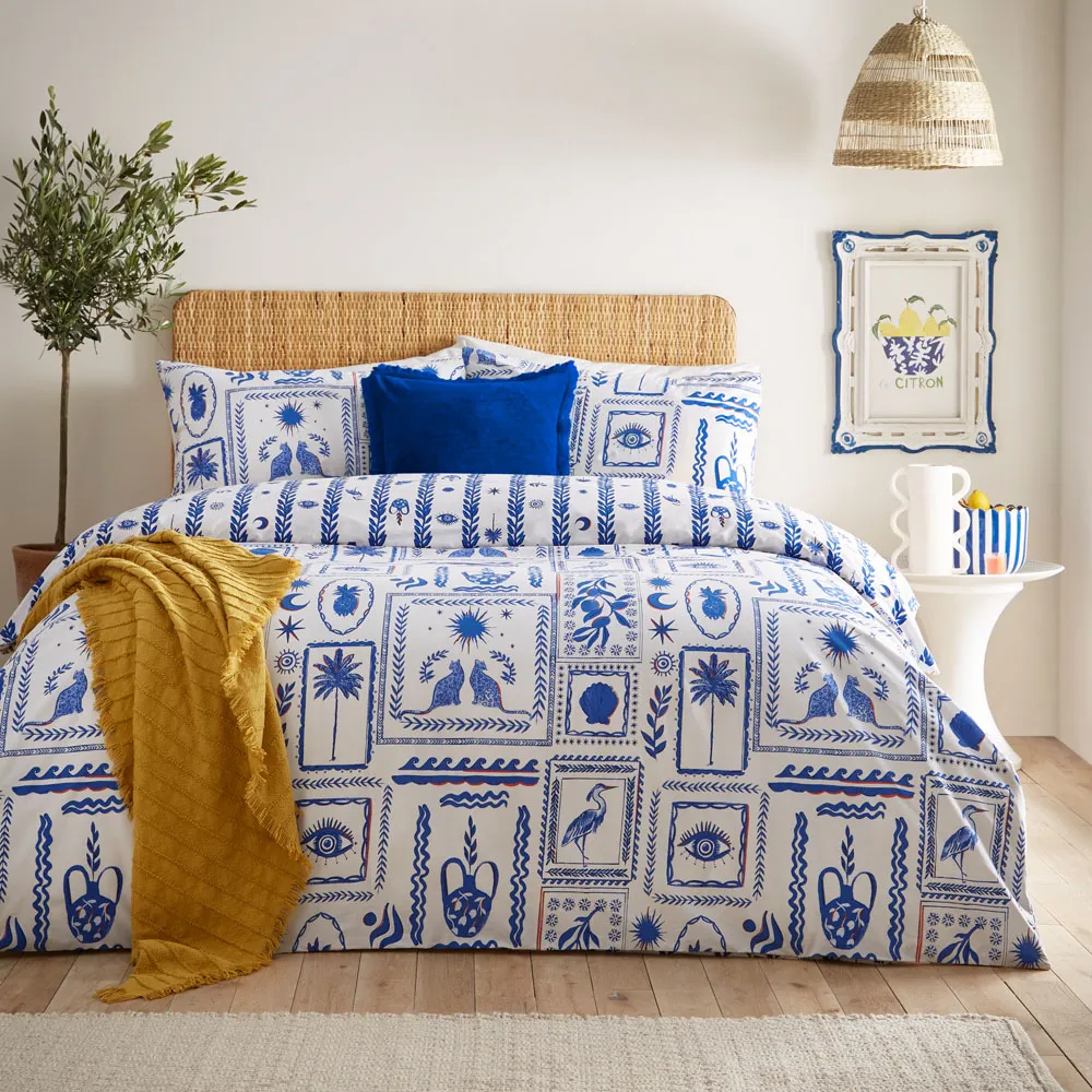 Frieze Single Duvet Cover Set - Blue