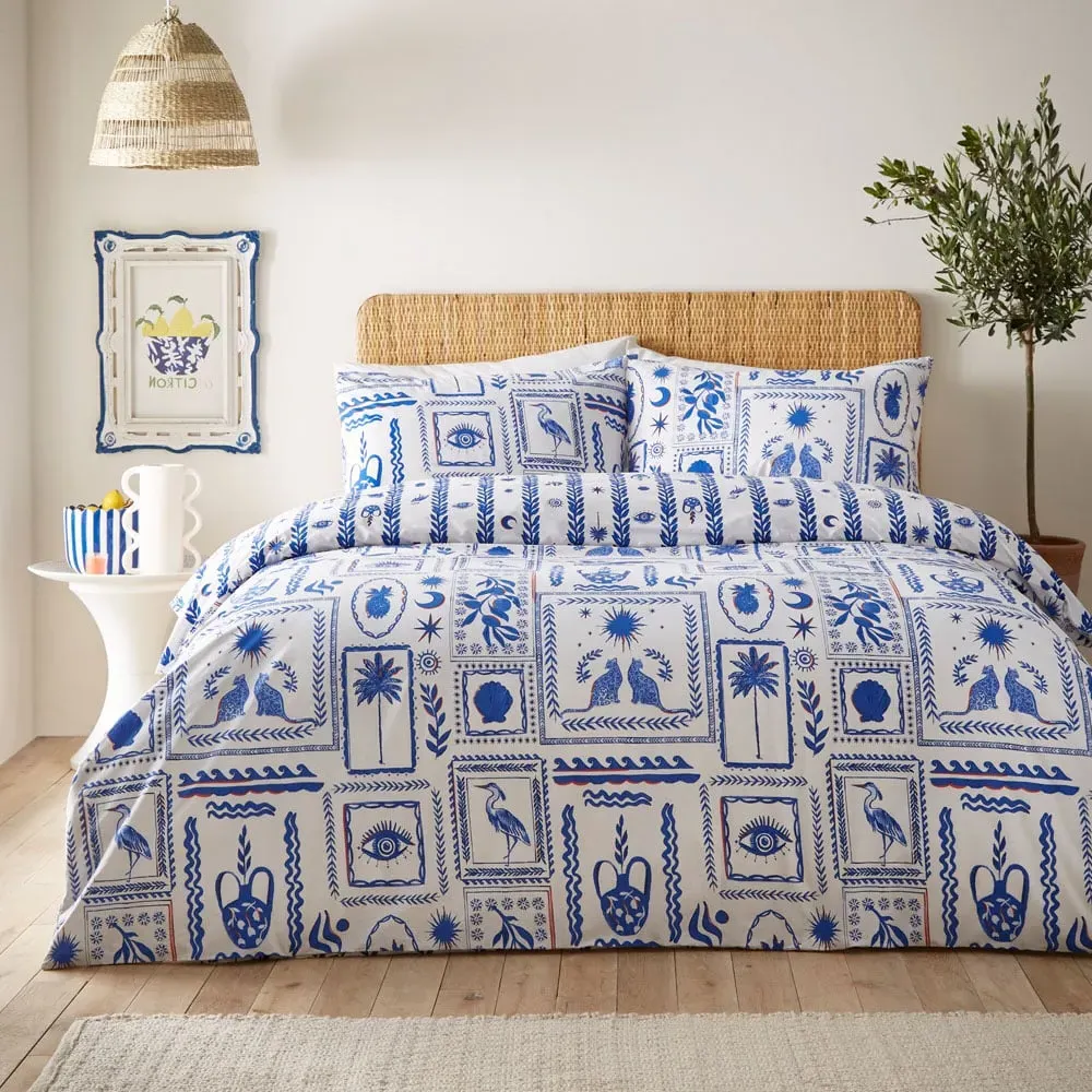 Frieze Single Duvet Cover Set - Blue