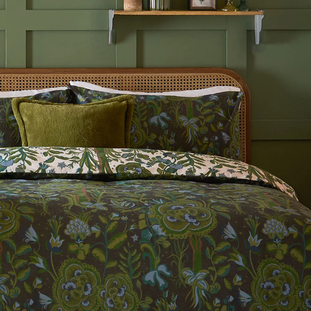 Garden of Wonder King Size Reversible Duvet Set - Green