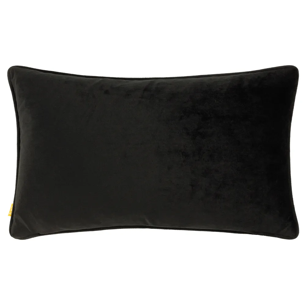 Gold and Black Inked Wild Velvet Piped Cushion - Multi, Velvet