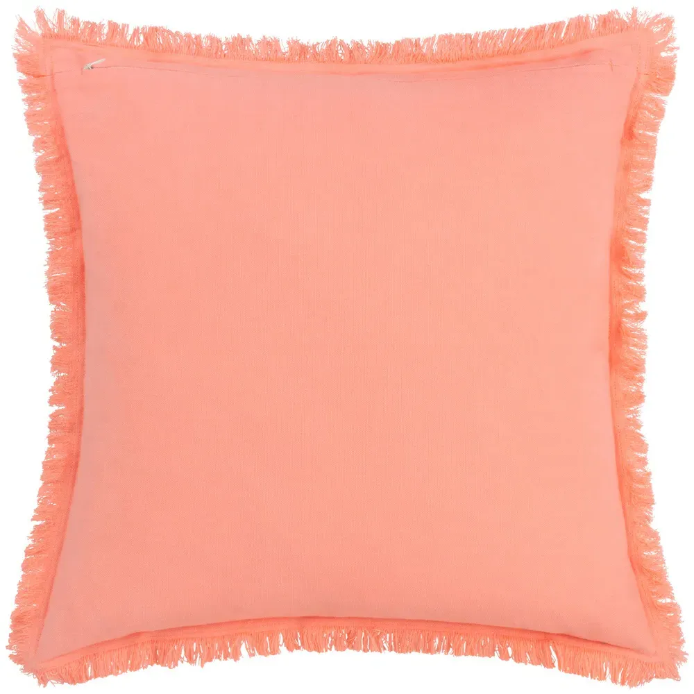 Gracie Fringed Cushion - Coral, Velvet