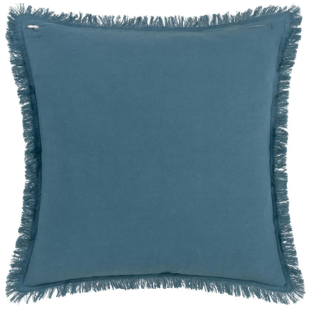 Gracie Fringed Cushion - Ink Blue, Velvet