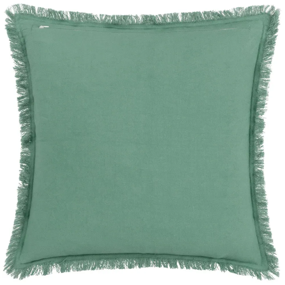 Gracie Fringed Cushion - Teal, Velvet