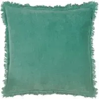 Gracie Fringed Cushion - Teal, Velvet