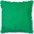 Gracie Velvet Fringed Cushion - Green, Cotton