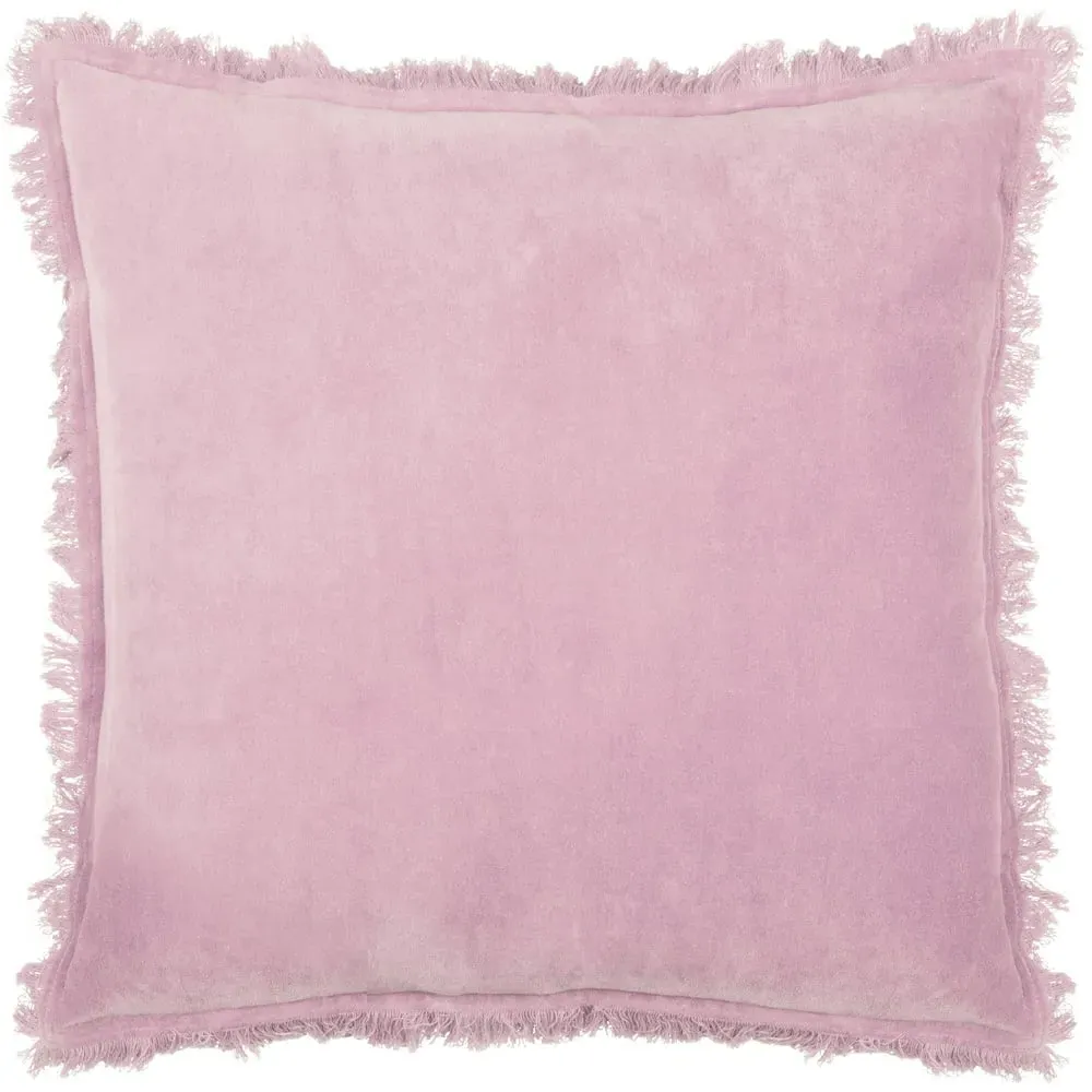 Gracie Velvet Fringed Cushion - Purple, Cotton