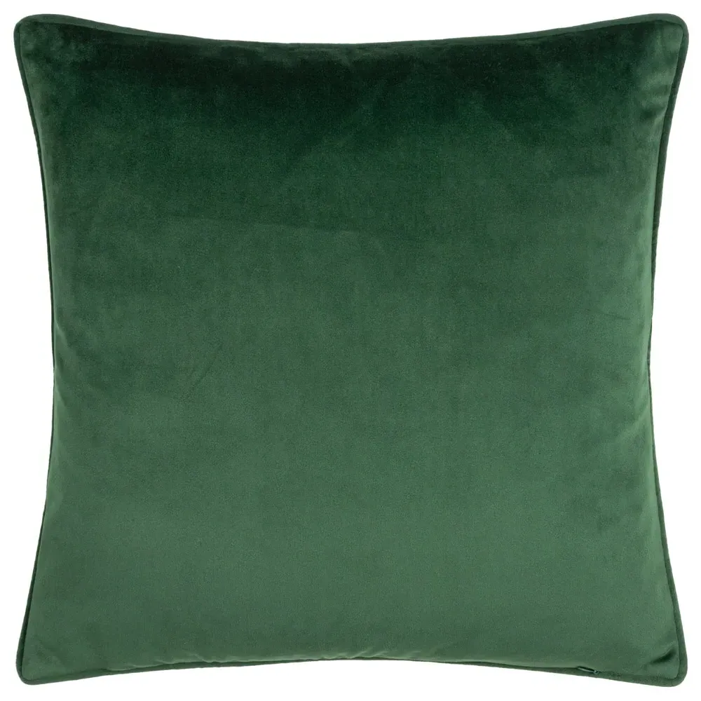 Green Reindeer Velvet Piped Cushion - Green, Velvet