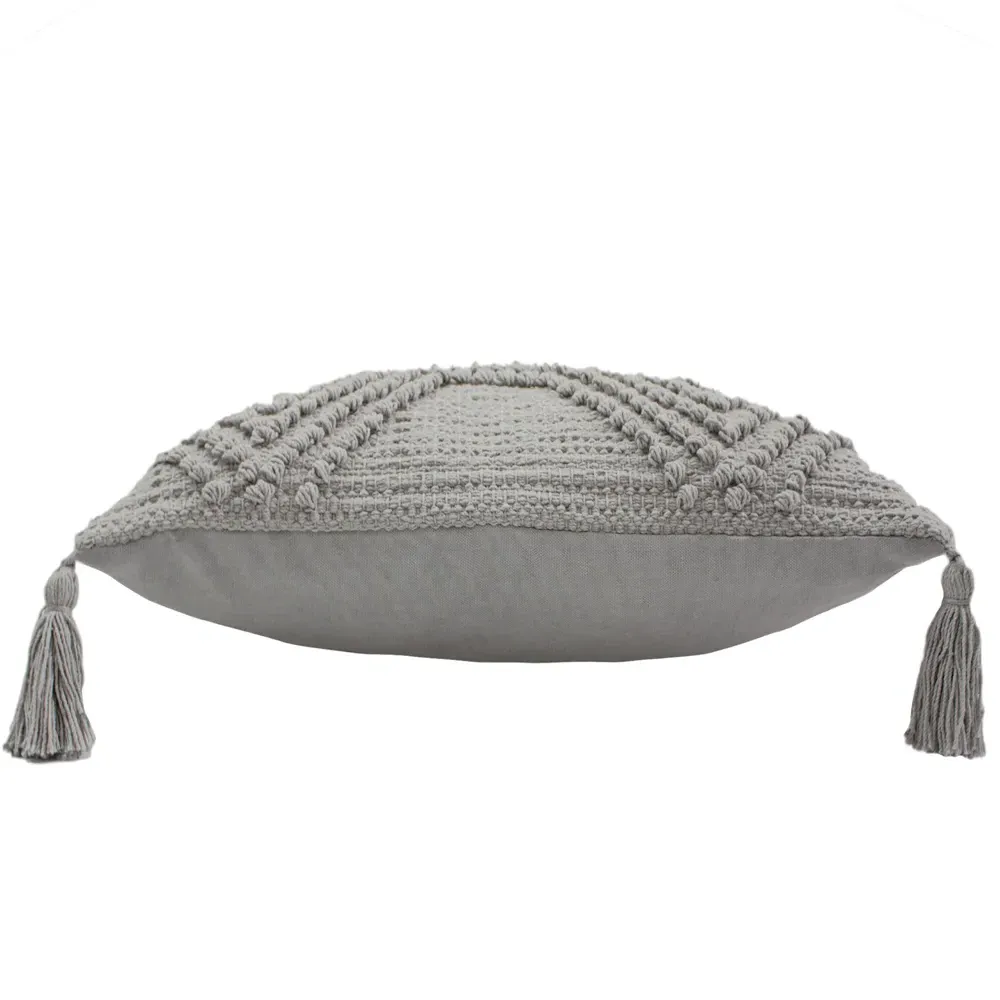 Halmo Woven Tasselled Cushion - Grey