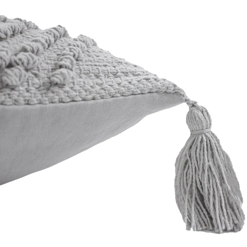Halmo Woven Tasselled Cushion - Grey