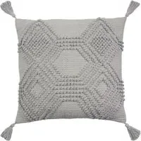 Halmo Woven Tasselled Cushion - Grey
