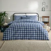 Hartsford King Size Check Printed Duvet Set - Blue