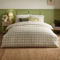 Hartsford King Size Check Printed Duvet Set - Cream