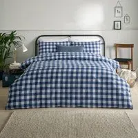 Hartsford Super King Size Check Printed Duvet Set - Blue