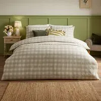 Hartsford Super King Size Check Printed Duvet Set - Cream