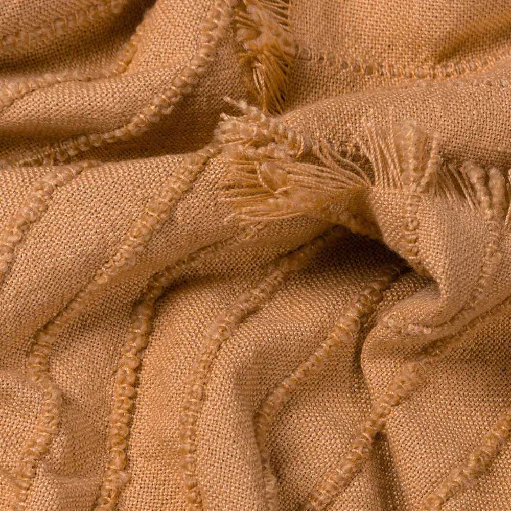 Hazie Woven Fringed Throw - Brown