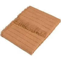 Hazie Woven Fringed Throw - Brown