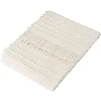 Hazie Woven Fringed Throw - Cream