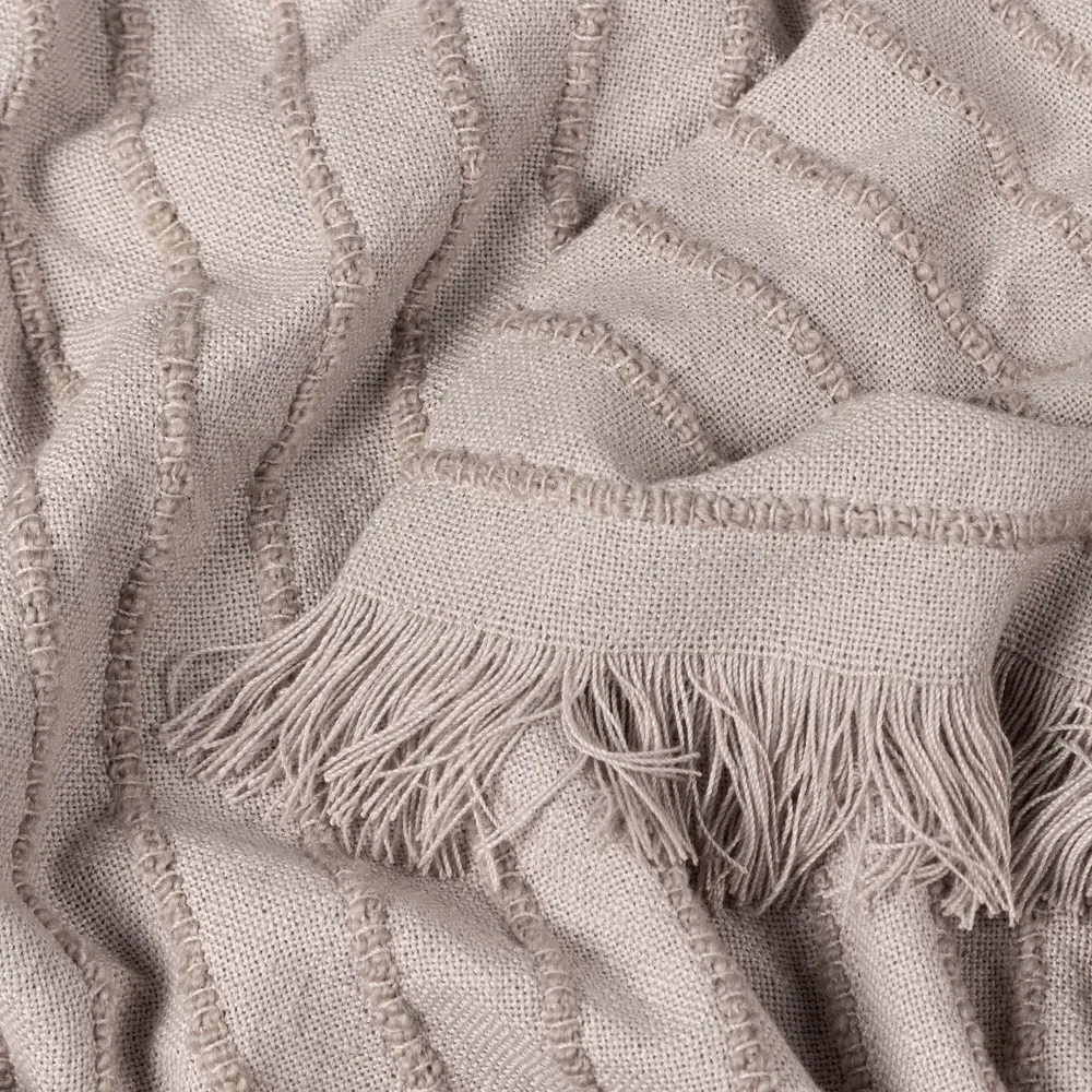 Hazie Woven Fringed Throw - Grey