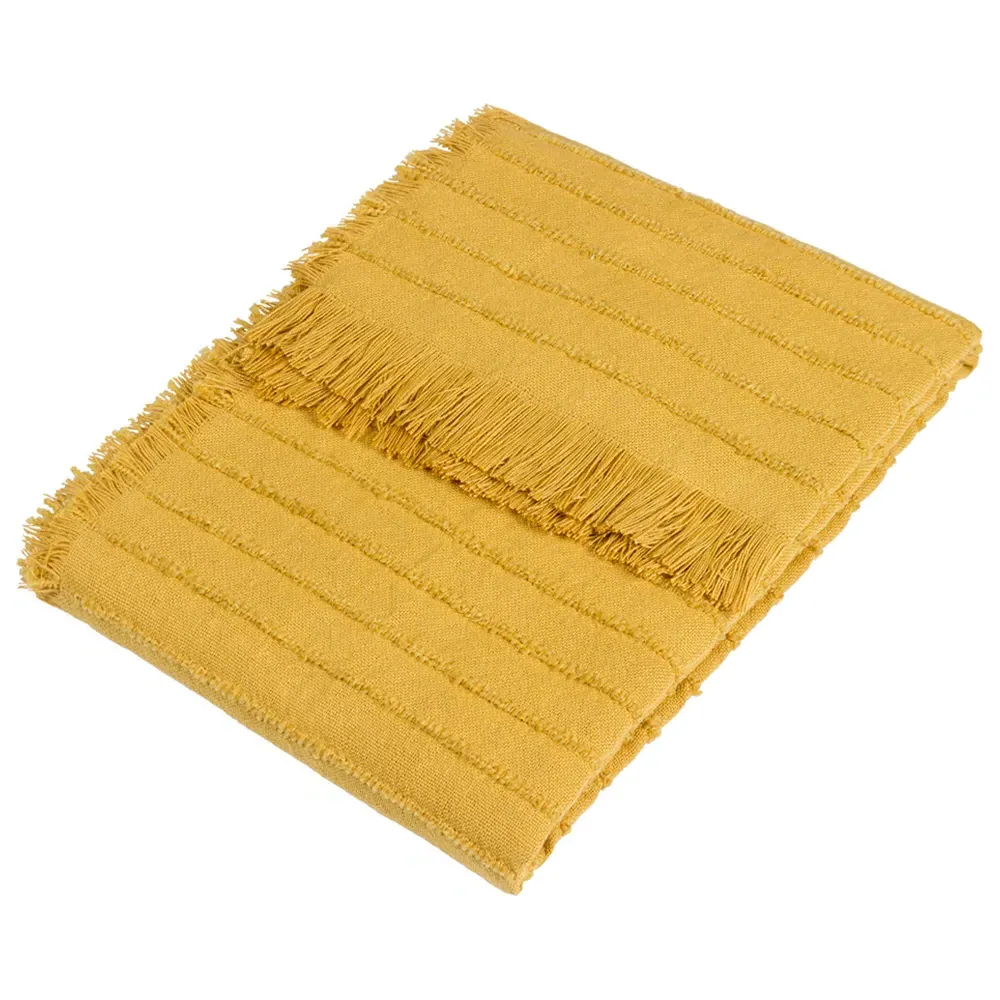 Hazie Woven Fringed Throw - Pomelo