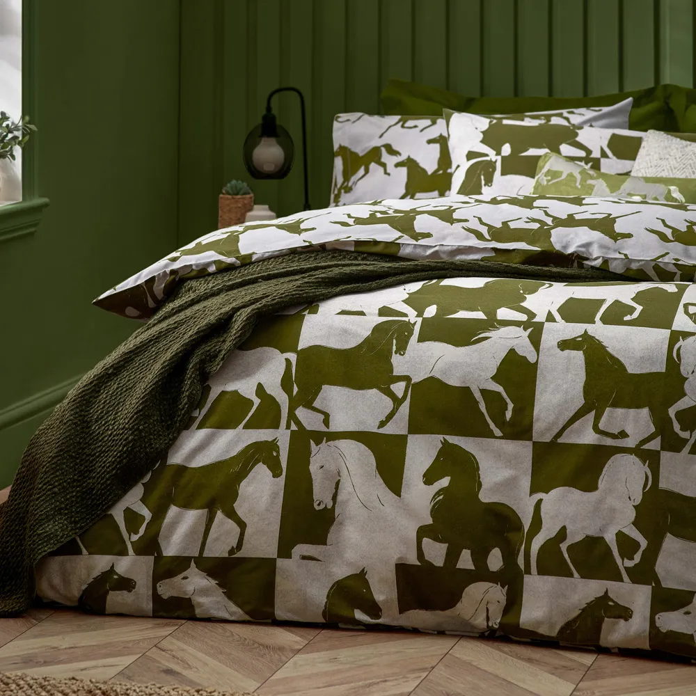 Herve Double Reversible Duvet Set - Olive