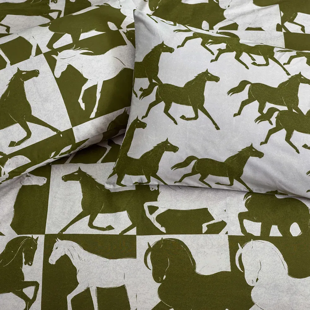 Herve Double Reversible Duvet Set - Olive