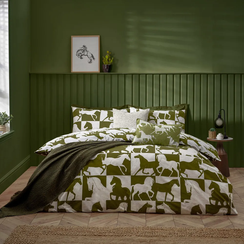 Herve Single Reversible Duvet Set - Olive