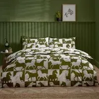 Herve Super King Size Reversible Duvet Set - Olive
