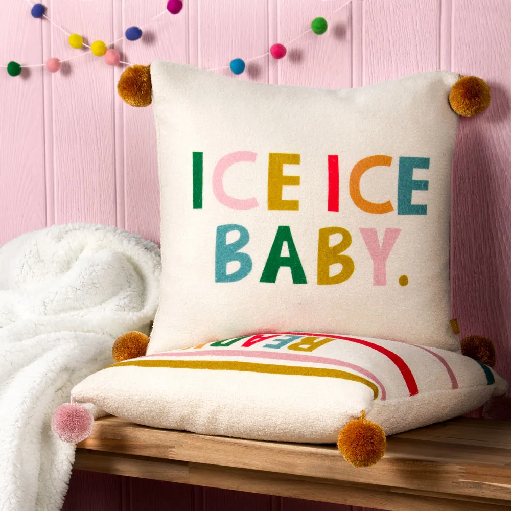 Ice Baby Pom Pom Boucle Cushion - Multi