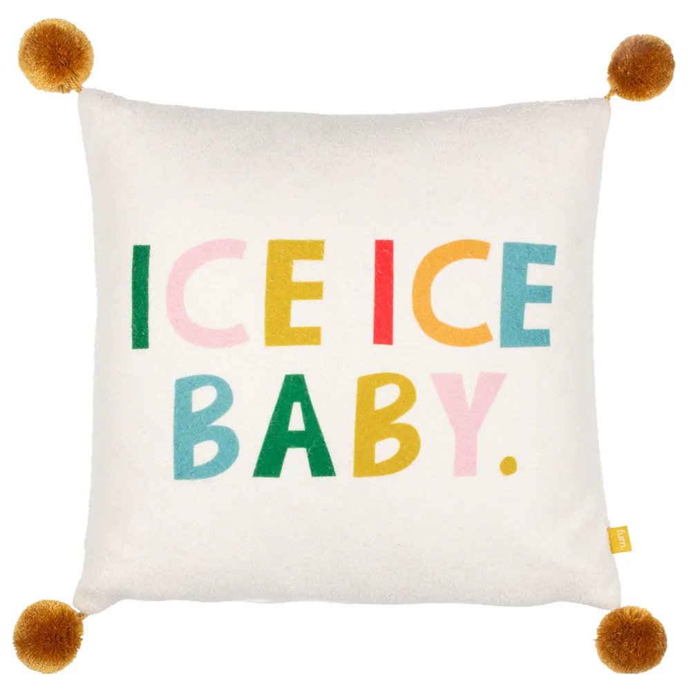Ice Baby Pom Pom Boucle Cushion - Multi image