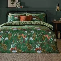 Into The Woods King Size Duvet Set Reversible - Green, Cotton